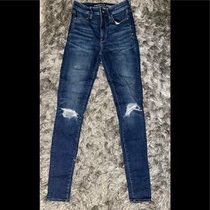 American Eagle ripped Knee high waist skinny jeans